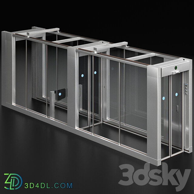 Access security system turnstile metal detector 3D Models