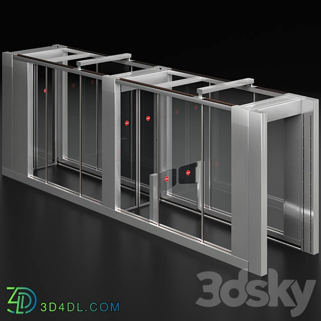 Access security system turnstile metal detector 3D Models