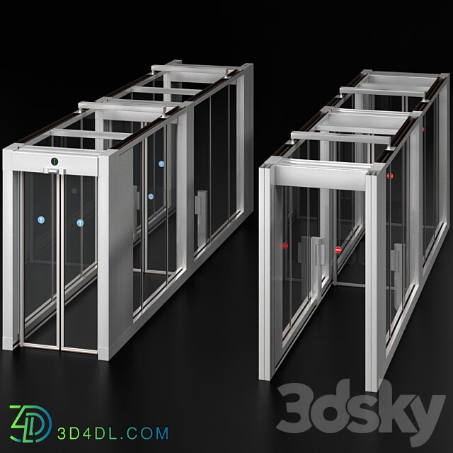 Access security system turnstile metal detector 3D Models