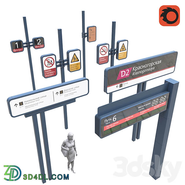 Set of info poles WDC 3D Models