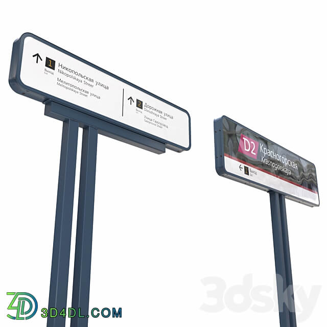 Set of info poles WDC 3D Models