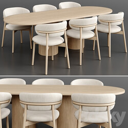 Dinning Set 60 Table Chair 3D Models 