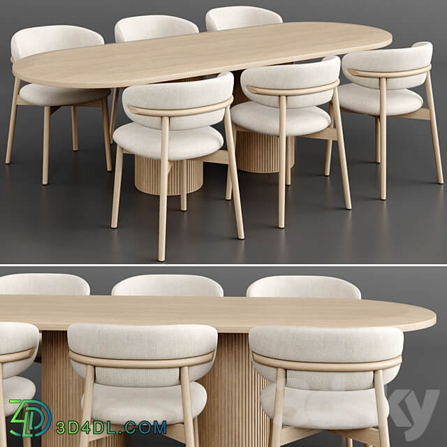 Dinning Set 60 Table Chair 3D Models