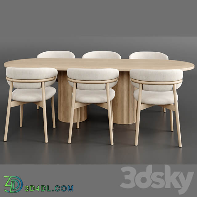 Dinning Set 60 Table Chair 3D Models