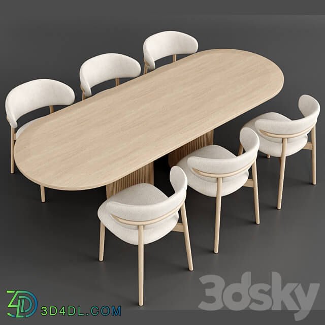 Dinning Set 60 Table Chair 3D Models