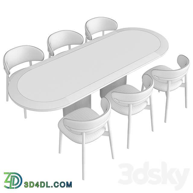 Dinning Set 60 Table Chair 3D Models