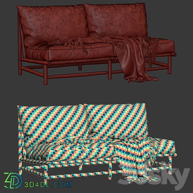 Rock the Kasbah wooden loveseat Double garden sofa 3D Models