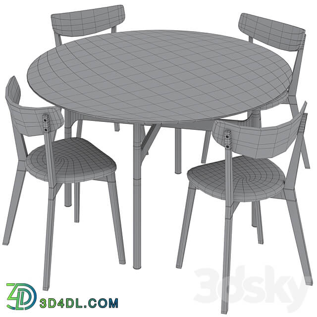 Dining Set 2 by Rowico Home Table Chair 3D Models