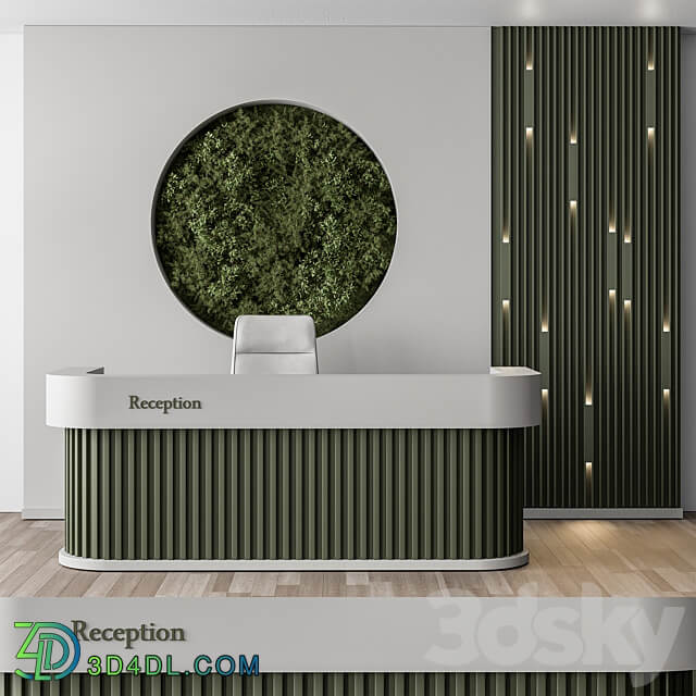 Reception Desk and Wall Decor with vertical Garden Office Set 312 3D Models