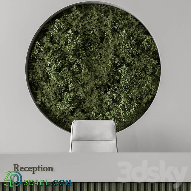 Reception Desk and Wall Decor with vertical Garden Office Set 312 3D Models