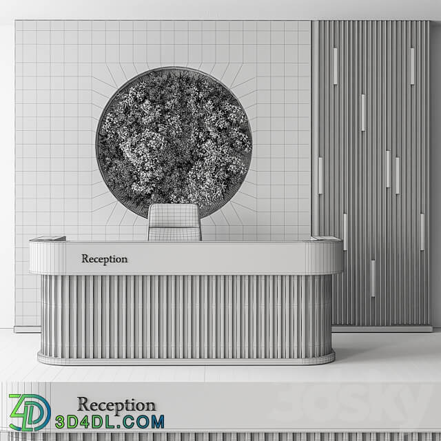 Reception Desk and Wall Decor with vertical Garden Office Set 312 3D Models