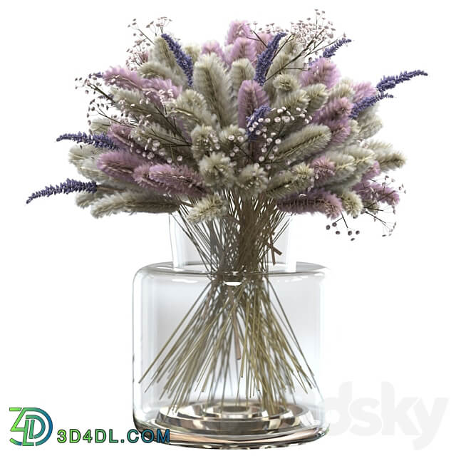 Bouquet of lagurus and lavender 3D Models