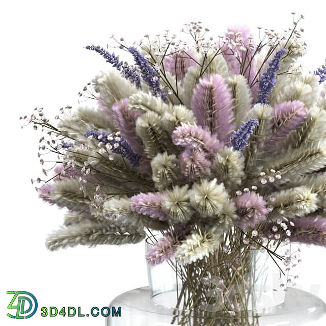 Bouquet of lagurus and lavender 3D Models