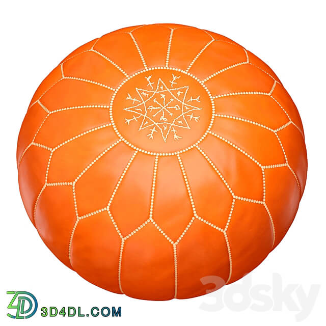 Oriental Moroccan round leather pouffe 3D Models