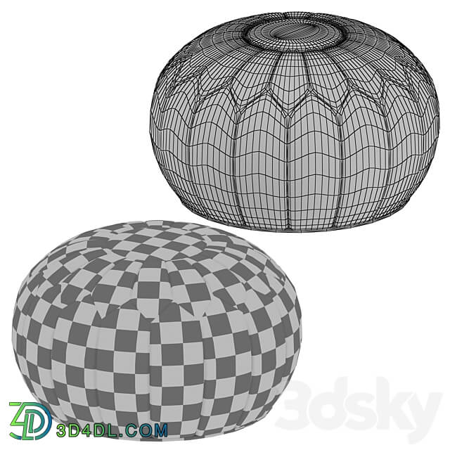 Oriental Moroccan round leather pouffe 3D Models