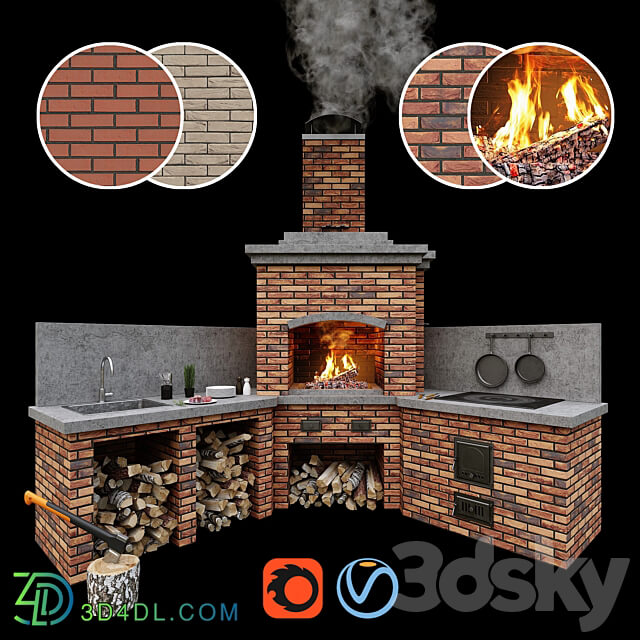 Barbecue oven 2 Brick BBQ 2 Other 3D Models