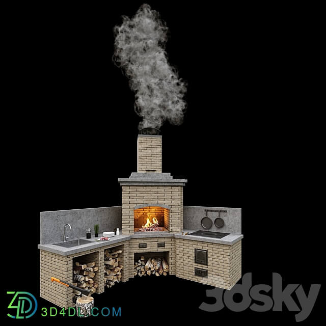 Barbecue oven 2 Brick BBQ 2 Other 3D Models