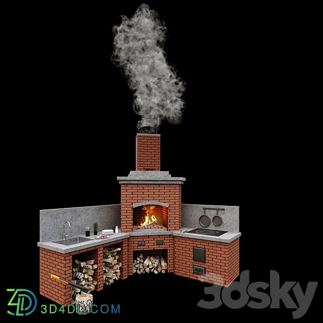 Barbecue oven 2 Brick BBQ 2 Other 3D Models