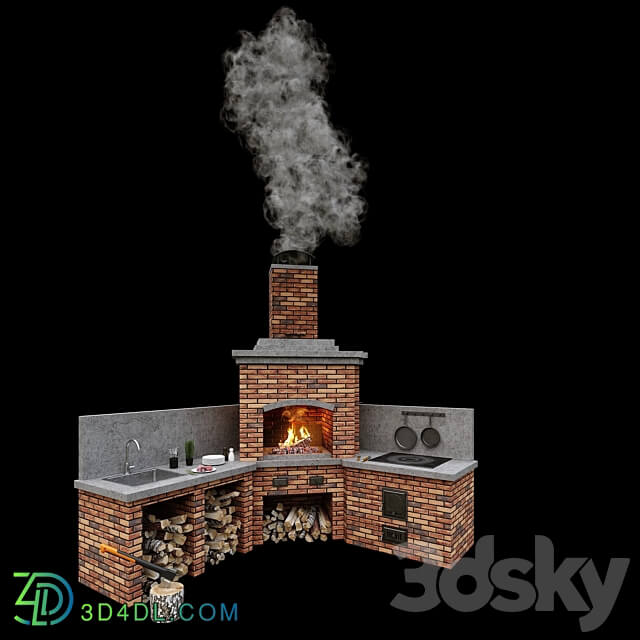 Barbecue oven 2 Brick BBQ 2 Other 3D Models