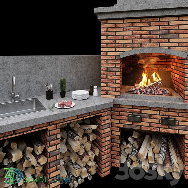 Barbecue oven 2 Brick BBQ 2 Other 3D Models