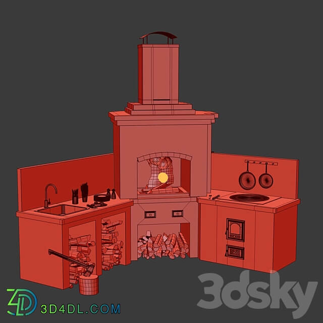 Barbecue oven 2 Brick BBQ 2 Other 3D Models