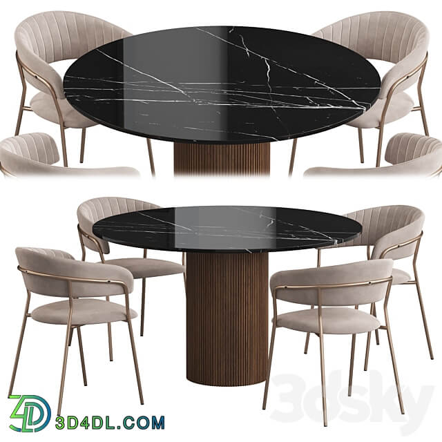 Ostinato table Turin chair Dining set Table Chair 3D Models