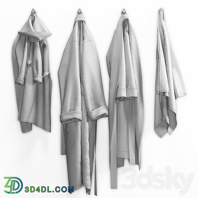 Bathrobes and bath towel 3D Models