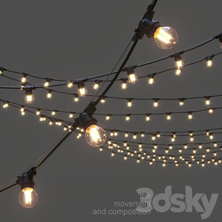 Editable Garland on a rope 3D Models 