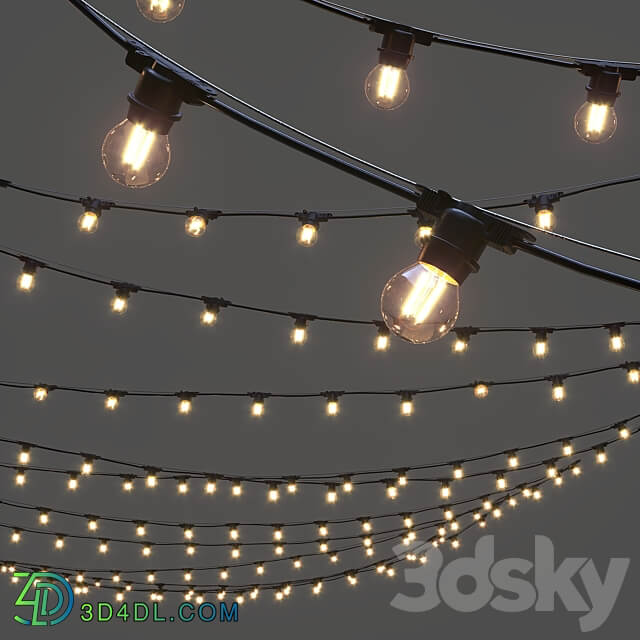 Editable Garland on a rope 3D Models