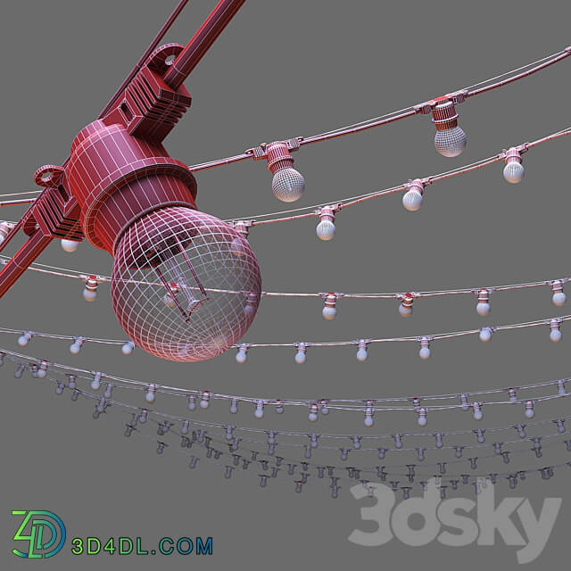 Editable Garland on a rope 3D Models