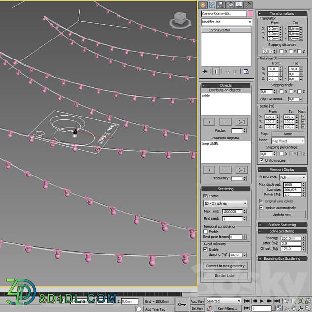 Editable Garland on a rope 3D Models