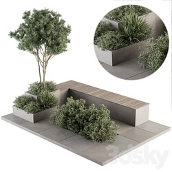 Urban Furniture Architecture Bench with Garden Plants Set 35 3D Models 
