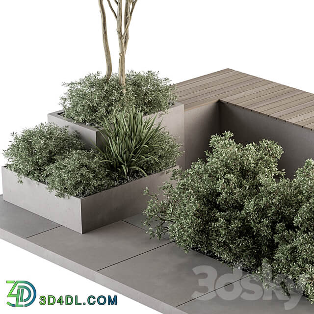 Urban Furniture Architecture Bench with Garden Plants Set 35 3D Models