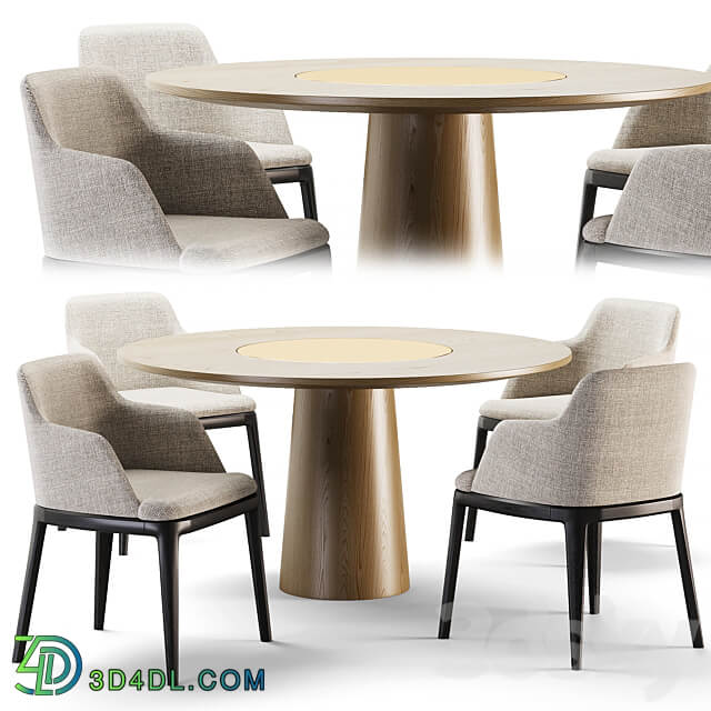 Poliform Dining set Table Chair 3D Models