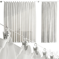 Bathroom Curtains pinned by clamp 3D Models 