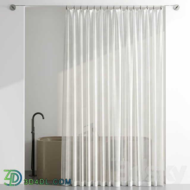 Bathroom Curtains pinned by clamp 3D Models