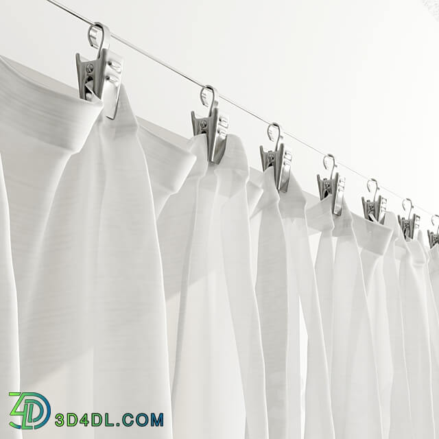 Bathroom Curtains pinned by clamp 3D Models