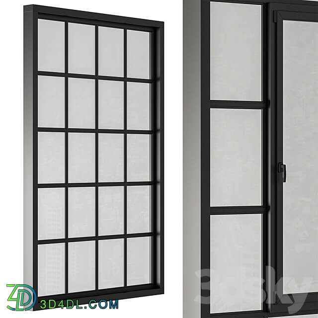 Industrial Black Window Modern Windows Set 14 3D Models