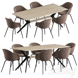 La forma table Amethyst Gubi Bat dining set Table Chair 3D Models 