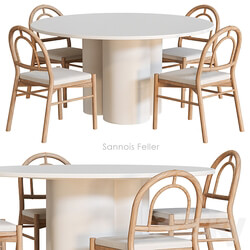 Sannois Feller Dining table and chairs Table Chair 3D Models 