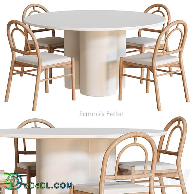 Sannois Feller Dining table and chairs Table Chair 3D Models