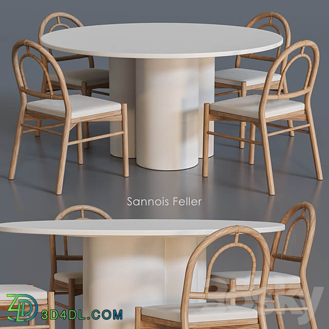 Sannois Feller Dining table and chairs Table Chair 3D Models