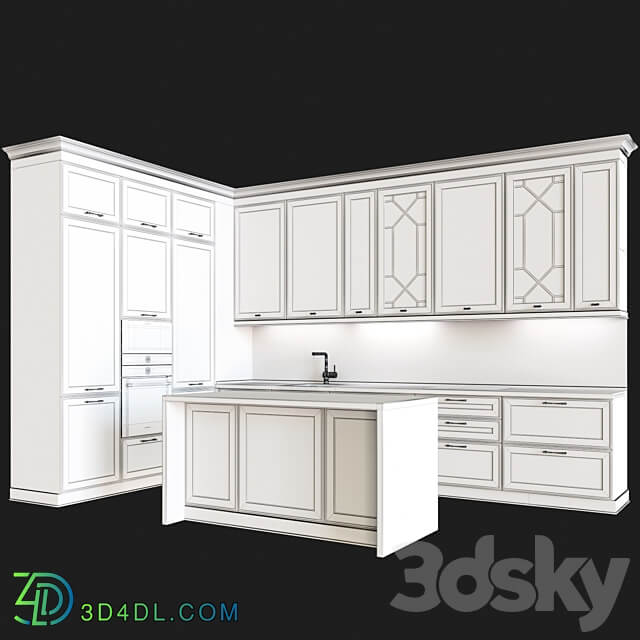 Neoclassical kitchen 05 Kitchen 3D Models