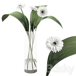 021 Flowers and leaves in vase indoor decor plant 3D Models 