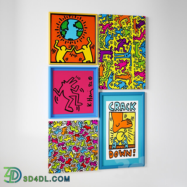 Painting set Keith Haring 3D Models