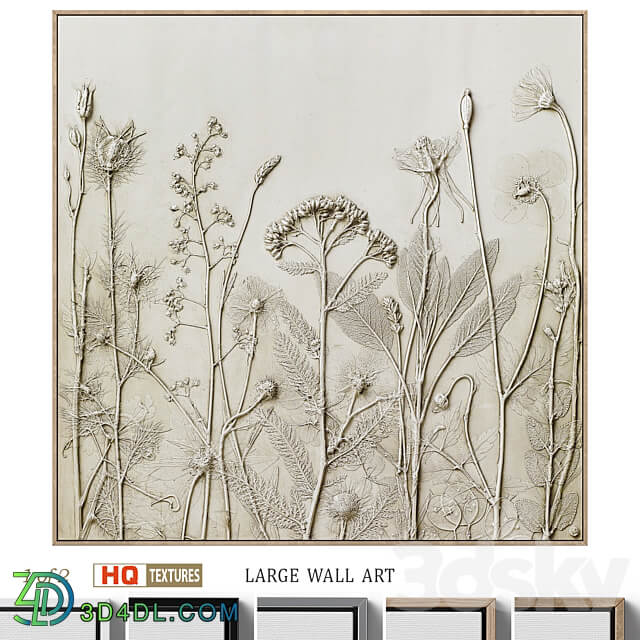 Textural Plaster Wildflowers Boho Wall Art C 507 3D Models