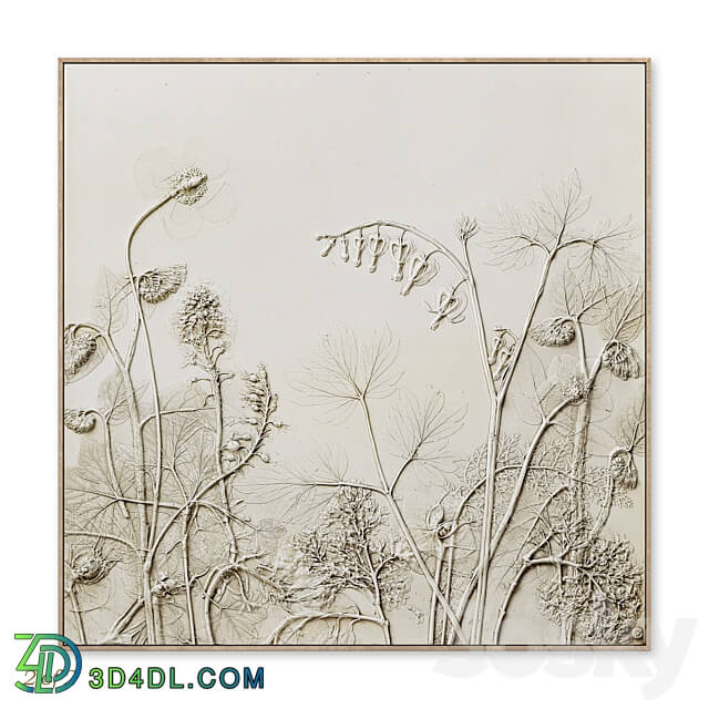 Textural Plaster Wildflowers Boho Wall Art C 507 3D Models