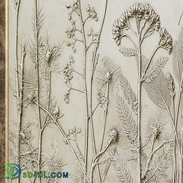 Textural Plaster Wildflowers Boho Wall Art C 507 3D Models