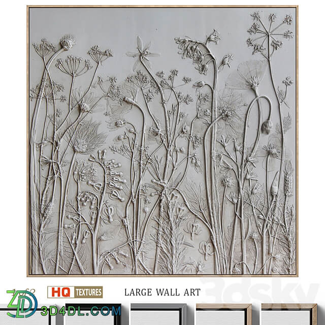 Textural Plaster Wildflowers Boho Wall Art C 508 3D Models