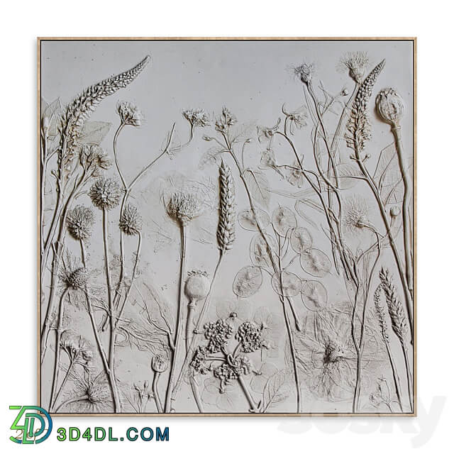 Textural Plaster Wildflowers Boho Wall Art C 508 3D Models